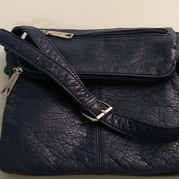 Liz Claiborne/Navy/Cross/body bag/5 Zipper Pocket/6 Open pockets/Silver hardware - Picture 5 of 15